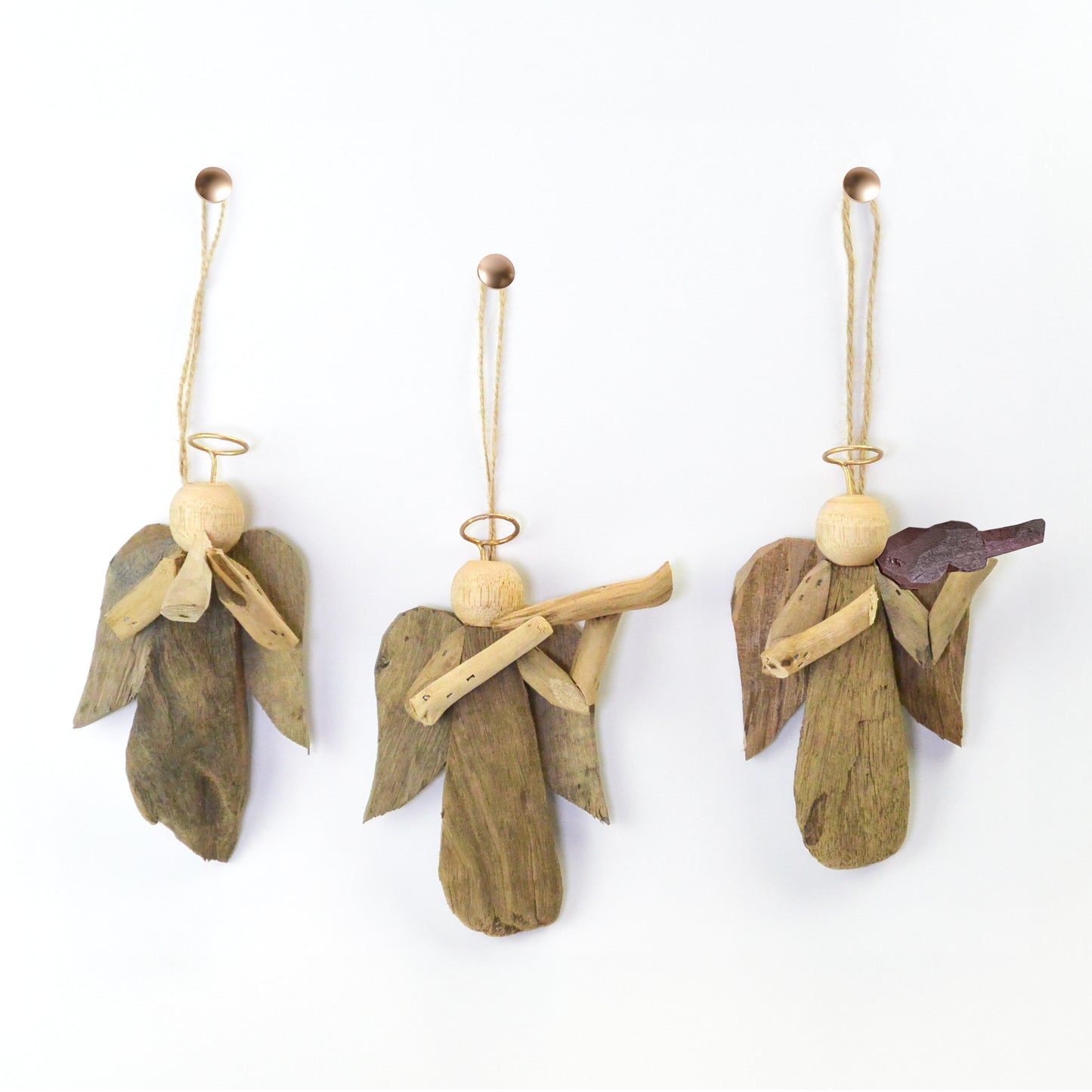 DRIFTWOOD ANGEL ORNAMENTS (SET OF 3)