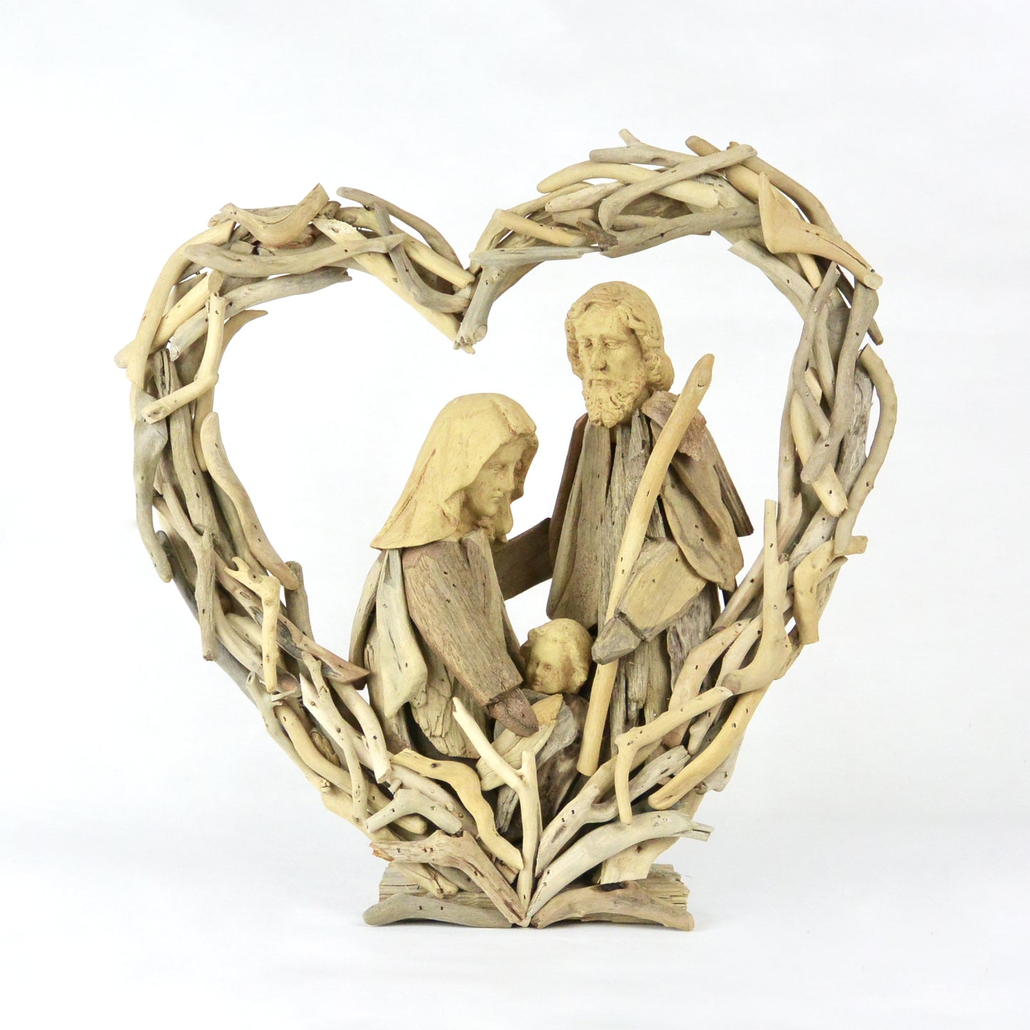 DRIFTWOOD NATIVITY WITH HEART