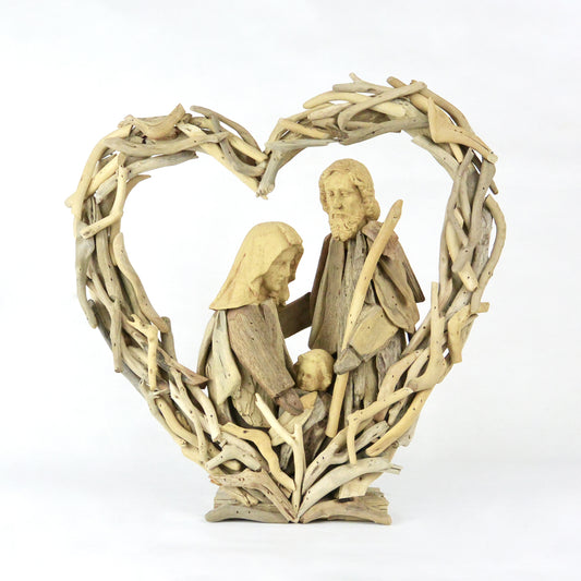 DRIFTWOOD NATIVITY WITH HEART