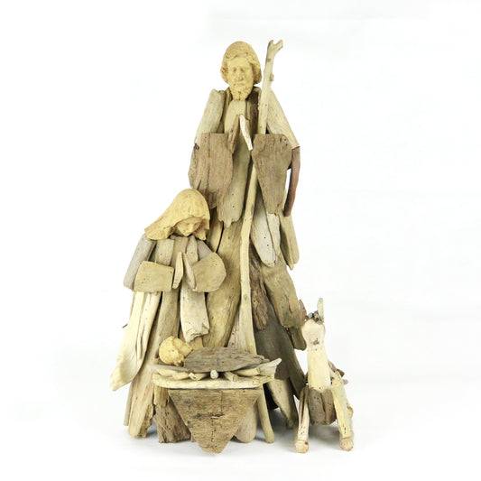 DRIFTWOOD NATIVITY WITH DONKEY