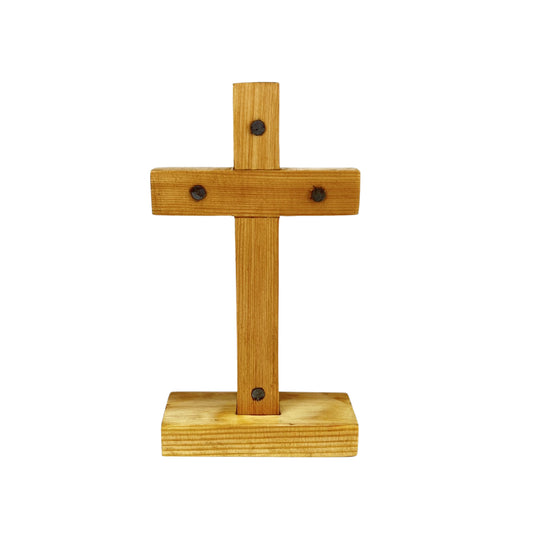 WALL CROSS WITH BASE, PINE MEDIUM