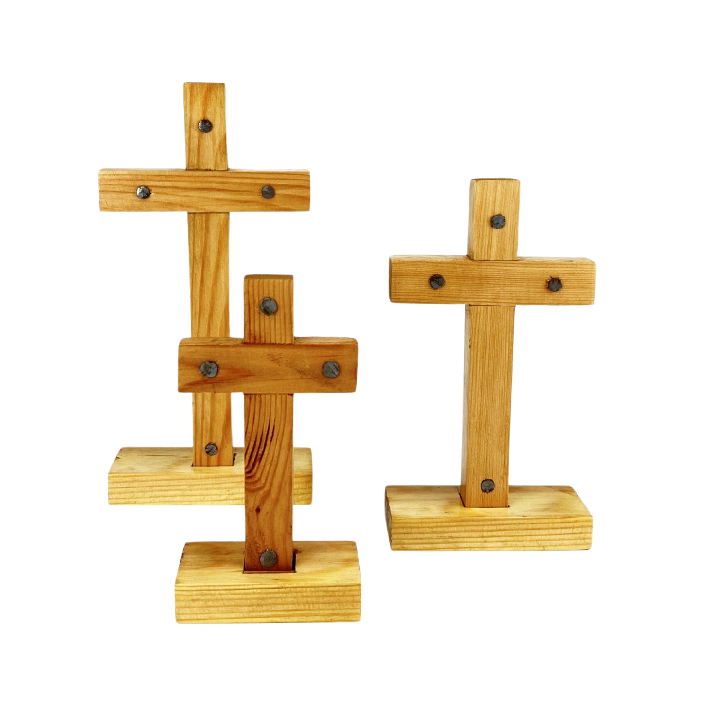 WALL CROSS WITH BASE, PINE SMALL